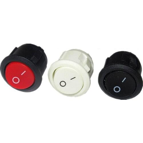 10Pcs Red Black White 20MM ON/OFF Round Rocker Toggle Switch 6A/250VAC 10A 125VAC Plastic Push Button Switch KCD1-105