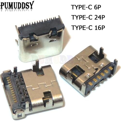 10piece TYPE-C USB SMD Female Socket 6/16/24P 6/16/24PIN HD transmission interface for Smartphones end Charging Plug Module
