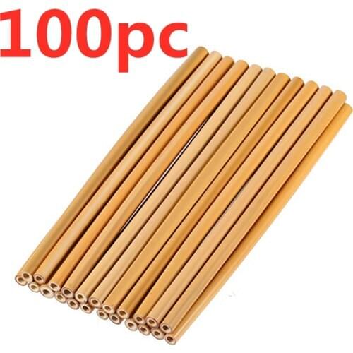 100Pc/Set 20cm Bamboo Straw Reusable Drinking Straws For Party Birthday Wedding Bar Tool