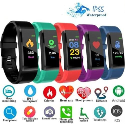 115 Plus Smart Watch Heart Rate Monitor Smart Wristband Fitness Tracker Bracelet IP65 Waterproof Wristwatch men women