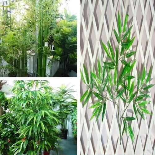 2/10/20Pcs Home Artificial Leaf Bamboo Plants Green Tree Branches Plastic Decor Outdoor Garden Decoration