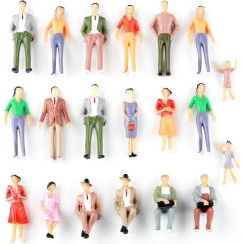 20pcs 1:30 Scale Mixed Painted Train Landscape Layout Passengers Figures Model with Various Poses
