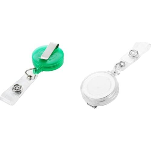 2X Retractable Ski Pass ID Card Badge Holder Key Chain Reels With Clip Green & White