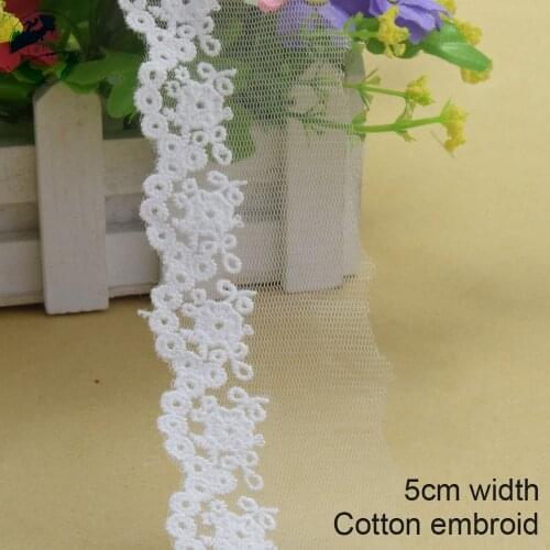 5cm white lace cotton embroidery lace french lace ribbon fabric guipure diy trims warp knitting sewing Accessories#3726