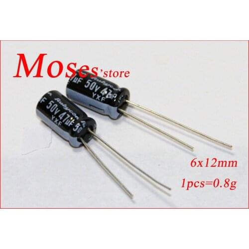 50v 47uf 100% Original New YXF Audio Electrolytic Capacitor Radial 6x12mm +/- 20% Capacitance