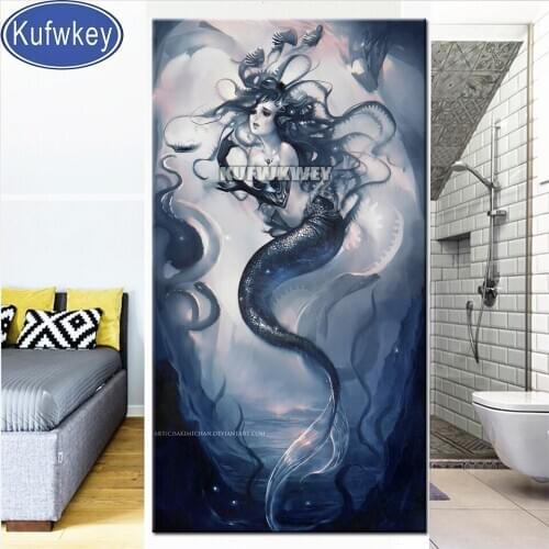 5D Home Decor Red Eye Mermaid Diamond Painting Cartoon Diamond Mosaic Sale Rhinestones Cross Stitch Diamond Embroidery large