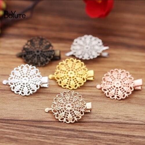 BoYuTe (20 Pieces/Lot) 25MM Filigree Feather Hair Clip Vintage Style 6 Colors Women Hair Clip Hairgrips