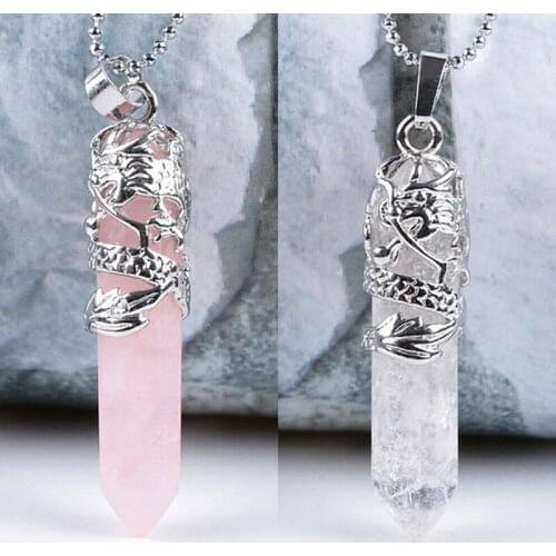1PCs Women Hexagon Natural Quartz Crystal Chakra Treatment Point Pendant Necklace Jewelry Natural Healing Stone Home Decor