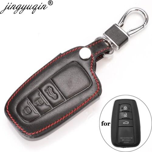 Genuine Leather Car Key Cover Case for Toyota Camry Prado 2017 2018 CHR Prius Corolla RAV4 Remote Key Shell Case Styling