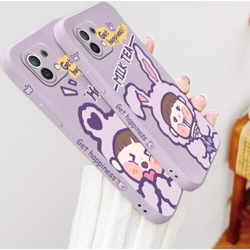 Happy Bear Girl Phone Case For Xiaomi Mi 11 10T 10 lite 9T Note 10 Redmi Note 10 9 9T 8 8Pro 7 7Pro 9 9A K40 K30 Cover