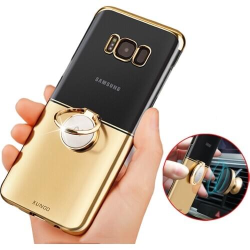 For Samsung Galaxy S9 S8 Plus Case Xundd Luxury Transparent PC Case with Magnetic Metal Ring Holder stand function