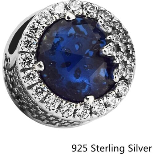 CKK Dazzling Snowflake Midnight Blue Charms 925 Sterling Silver Beads Original Jewelry Making Fits For Bracelets