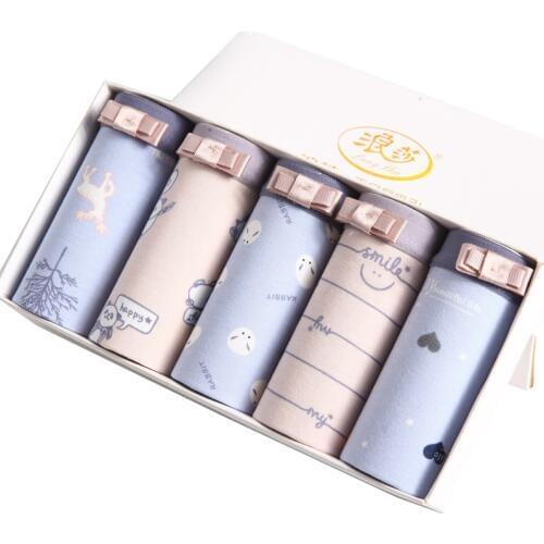 LANGSHA Cotton Panties 5Pcs/lot Women Briefs Underwear Sexy Printing Cute Bow Panty Breathable Ladies Underpants Female Lingerie