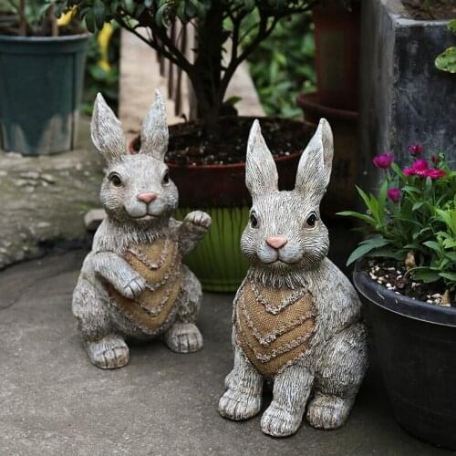 Outdoor Gardening Simulation Animal Crafts Resin Bunny Ornaments Villa Park Statue Furnishing Courtyard Sculpture Figurines Art