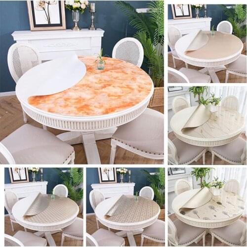 New Arrive Soft Glass PVC Round Tablecloth Waterproof Oil Proof No-Wash Kitchen Table Protection Pad Table Cover 60CM