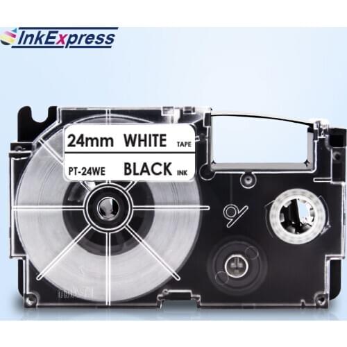 InkExpress Tape For CASIO XR-24WE XR 24WE 24mm Label Tape Black on White Printer Ribbon For CASIO Label Maker KL-E300 KL-H50