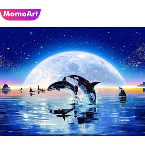 MomoArt Diamond Embroidery Animal Diamond Painting Full Drill Square/round Diamond Mosaic Dolphin Cross Stitch River
