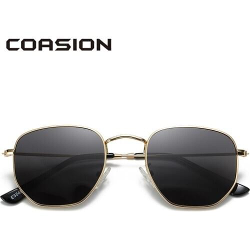 COASION Brand Design Classic Hexagon Polarized Sunglasses Men Shades for Women Retro Sun Glasses Stainless Steel Frames CA1279