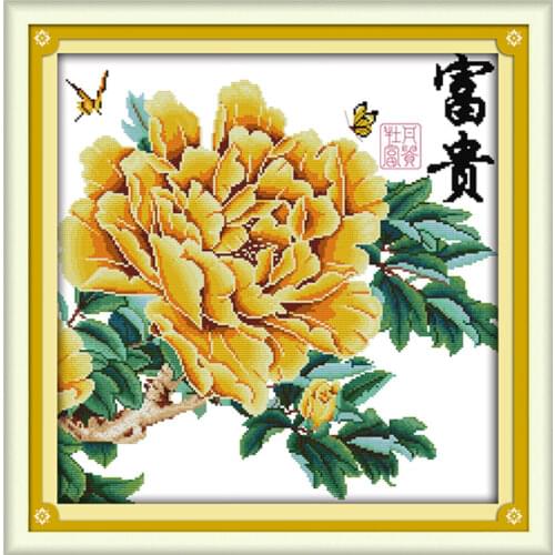 Peony with blessings cross stitch kit flower 14ct 11ct printed fabric canvas stitching embroidery DIY handmade needlework