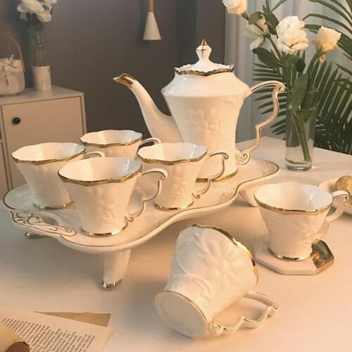 European Bone China Coffee Cup Set Home Ceramic Living Room English Afternoon Tea Tea Set Teapot Cup Gift