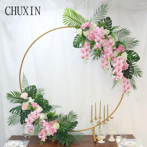 New homemade artificial green phalaenopsis flower row home party decor wedding ring arch wreath decor road lead Table flower