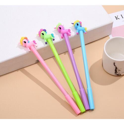 Wholesale 40pcs Kawaii Gel Pens Cute Cartoon Horse Pens for School Items Stationary Supplies Animal Pen Promotional Kids Gift