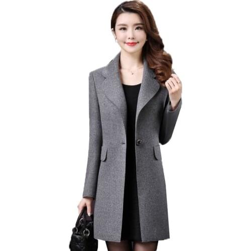 New 2021Autumn Winter Ladies Woolen Coat Womens Mid Long Temperament Is Popular Windbreakers Receive Waist Female Wool Coat