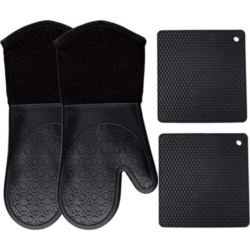 BBQ Gloves Oven Gloves Heat Resistant Silicone Kitchen Mitts Gloves for Grilling/Cooking/Baking/Barbecue