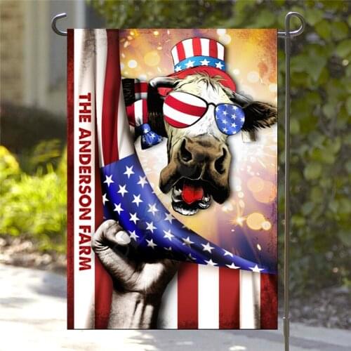 Personalized Patriotic Heifer Farm Flag 3D Printed Garden Flags Hanging House Flag Garden Flag Decoration Double-sided Printing