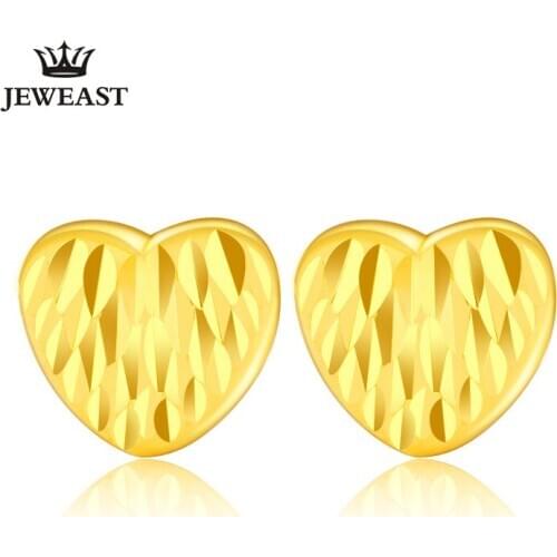 RN 24K Pure Gold Earring Real AU 999 Solid Gold Earrings Elegant Heart Upscale Trendy Classic Fine Jewelry Hot Sell New 2020