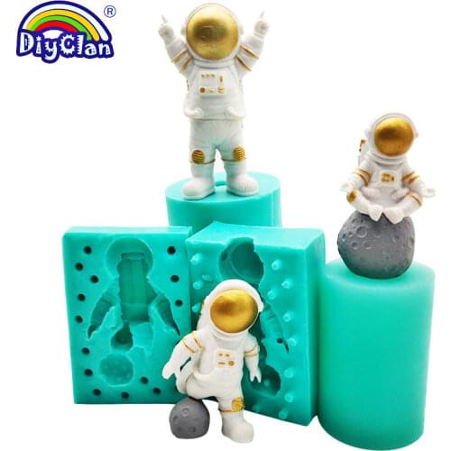 3D Cartoon Astronaut Silicone Mold Resin Ornament Handicraft Plaster Moulds For Soap Making Polymer Clay Form Baking Kitchen