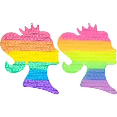 Silicone Head Portrait Fidget Reliver Stress Toy Rainbow Push Bubble Antistress Toys Adults & Children Sensory Toys to Relieve