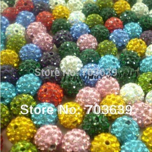 Mix Color 100pcs Clay 10MM Spacer Pave Disco Ball Beads Crystal Beads Free Shipping