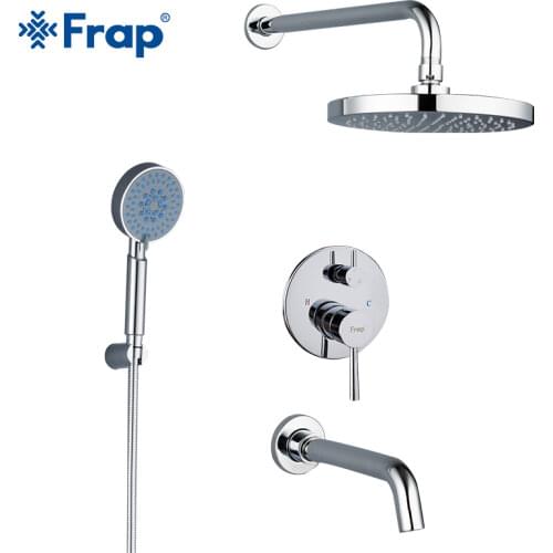 Frap bathroom Shower Faucet round ABS Shower Head Bath Shower Mixers tap set with Handshower Wall Mount Shower system Arm