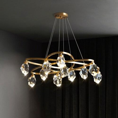 Modern crystal chandeliers living room luxury crystal lampshade bedroom led ceiling lamp copper kitchen fixture crystal lighting