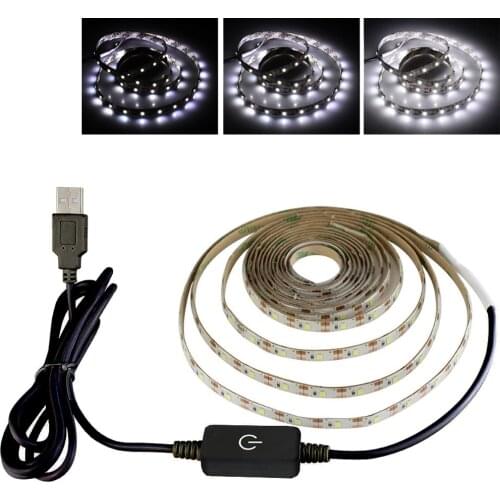 5V Led Strip Light Dimmable Touch Switch Dimmer 2835 Led Tape 5m Waterproof USB Powered Flexible LED Diode Decoration Nightlight