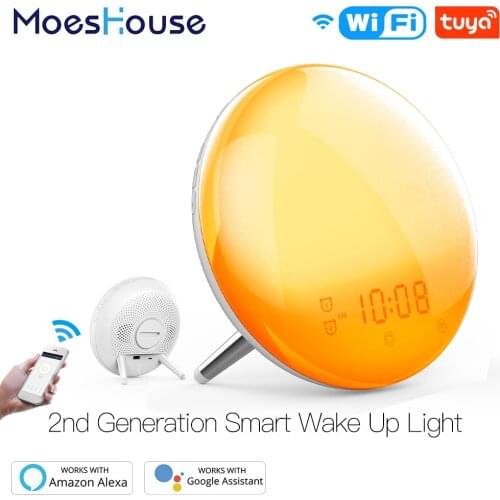 WiFi Smart Wake Up Light Workday Alarm Clock with 7 Colors Sunrise/Sunset Simulation 4 Alarms Works with Alexa Google Home