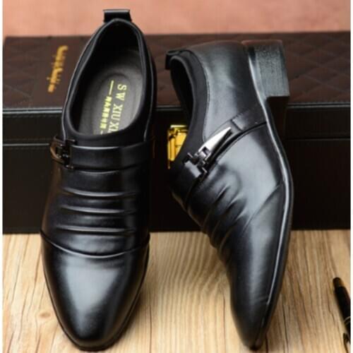 Leather Shoes Men Fashion British Style Pointed Toe Business Wedding Formal Dress Shoes Comfortable Flats Shoes