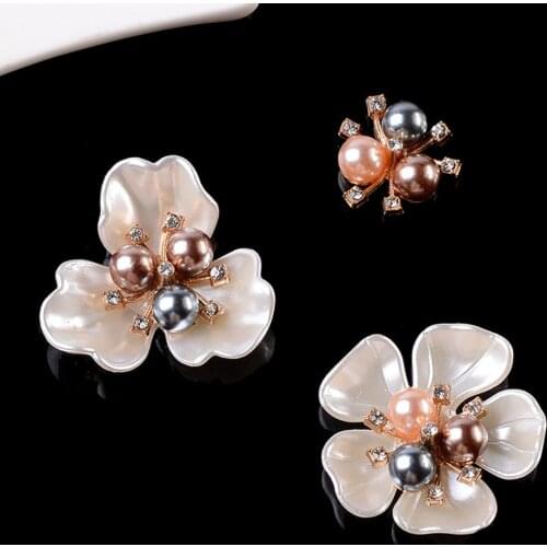 Pearls Cluster Buttons 10pcs big Pearl Embellishments for Scrapbooking Ivory Pearls Flower for Sewing Decoration Accessories