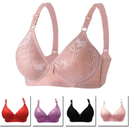 Middle-age Women Lingerie Bras Push Up Floral Bra Top Comfortable Wireless Underwear Ladies Everyday Wear Bra Sleep Underwear