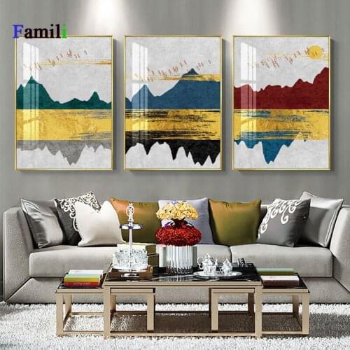 Golden Snow Mountain Canvas Poster Wall Art Print Painting Nordic Style Landscape Wall Picture Living Room Scandinavian Home Dec