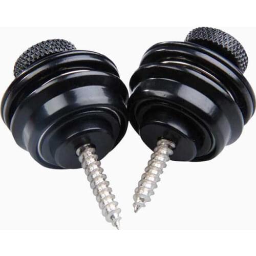 High quality New 2Pcs Black Strap Locks Straplock Flat Head Safety for Electric Guitar Bass straplock