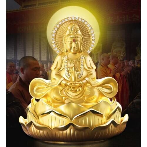2021 HOME OFFICE Company SHOP CAR Efficacious protection Safe good luck golden Diamonds Guanyin Buddha FENG SHUI statue