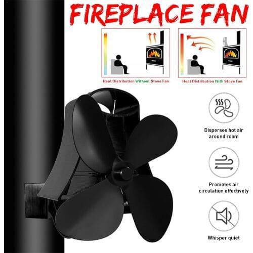 4 Blade Fireplace Heat Powered Stove Fan komin Log Wood Burner Eco Friendly Quiet Fan Home Efficient Heat Distribution