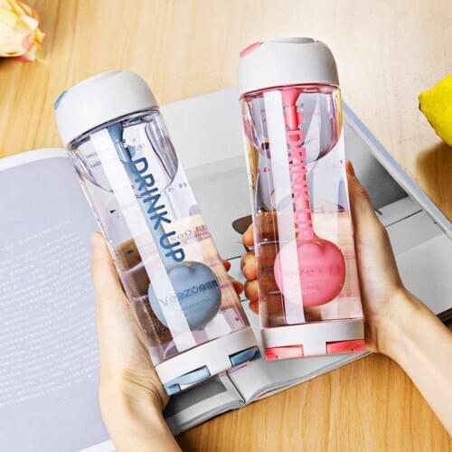 550mlPlastic Tea Water Bottle Sport Cup Stand Drinkware Creative Design Portable Cycling Tea Infuser simple Japanese summer cup