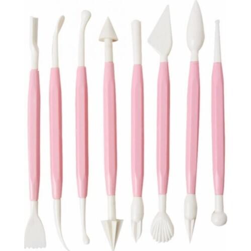 8pcs/Lot Cake Decorating Tool Patterns Fondant Cake Decorating Flower Sugar Craft Clay Fondant Cake Modelling Tools FreeShipping