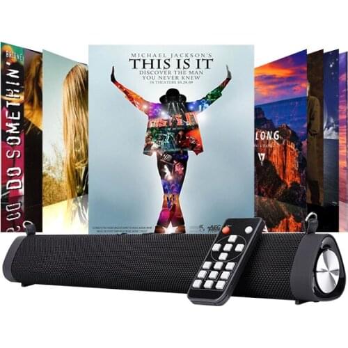 Wireless bluetooth soundbar speaker Hifi Mini Column Surround Sound System AUX/TF/FM Radio with 3.5mm Input and Remote Control