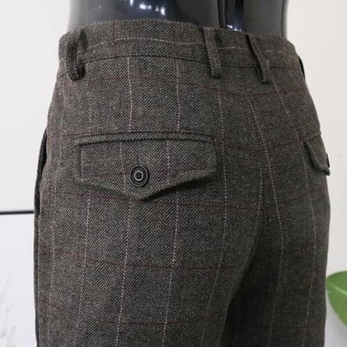 Trousers for Men Thick Tweed Plaid Pants Formal Bussiness Pants Trousers Wear Gentleman Trousers Suit Male Man Pants Plus Size