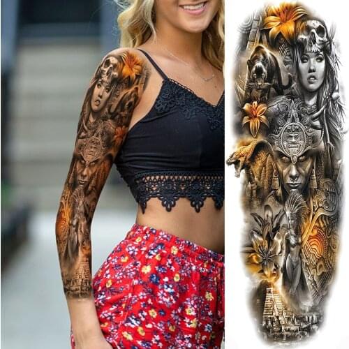 Female Soldier Temporary Warrior Tattoos For Men Women Adult Body Art Full Arm Sleeve Tatoo Water Transfer Fake Tattoo Stickers