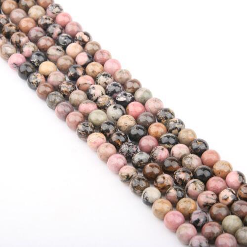 Wholesale Black Rhodochrosite Natural Stone Beads for Jewelry Making 4/6/8/10/12mm Loose Beads for Necklace DIY Bracelet 16"